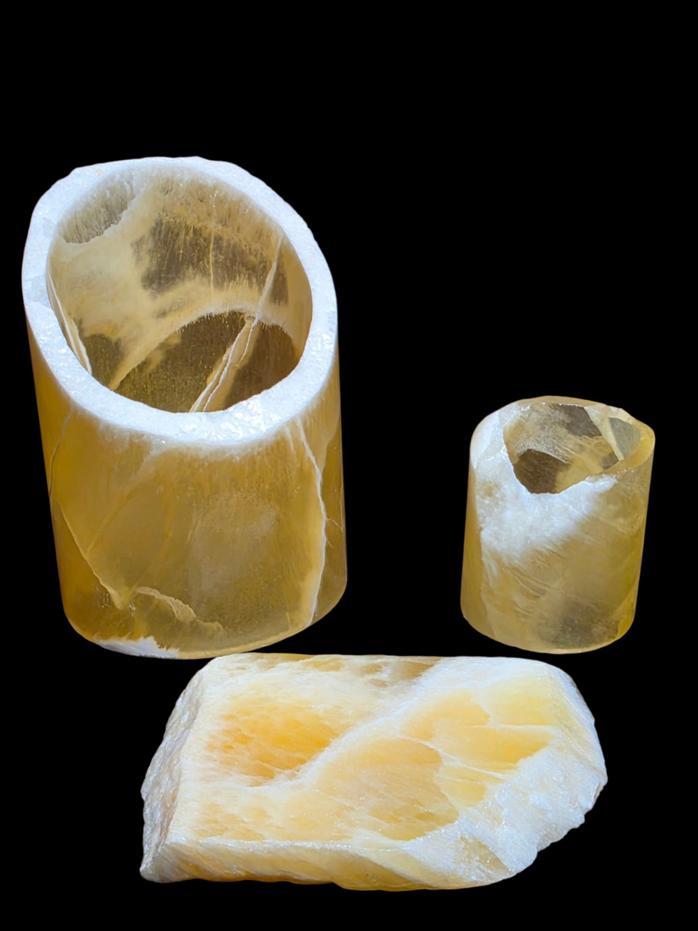 Honeycomb Calcite Natural Stone Candle Holder Set of 3